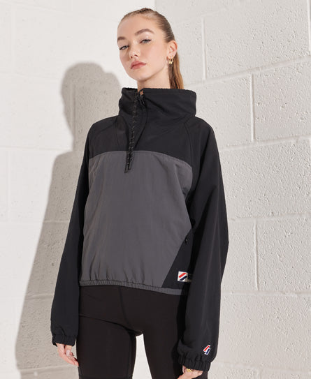 Overhead Cropped Cagoule Jacket - Black - Superdry Singapore
