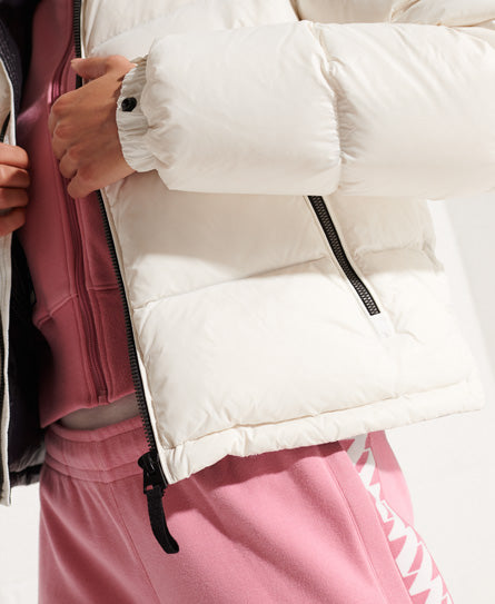 Luxe Alpine Down Padded Jacket - White - Superdry Singapore