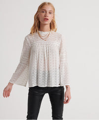 Taylor Broderie Top - Cream - Superdry Singapore