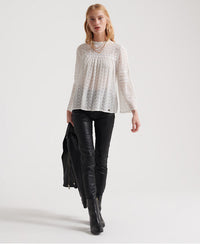 Taylor Broderie Top - Cream - Superdry Singapore