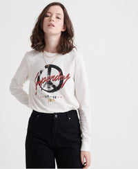 Bristow Band Graphic Long Sleeve Top - White - Superdry Singapore