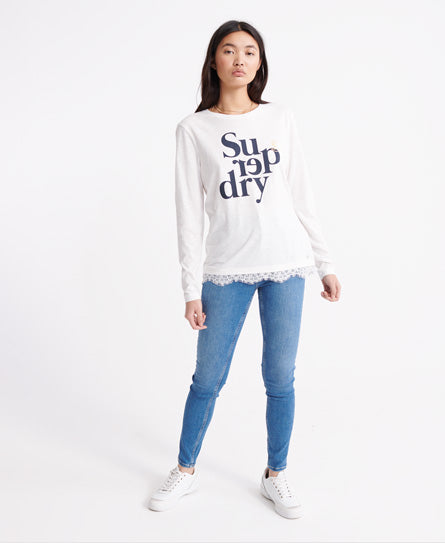 Tilly Lace Ls Graphic Top - Superdry Singapore