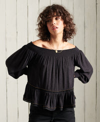 Ameera Off The Shoulder Top - Black - Superdry Singapore