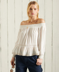 Ameera Off The Shoulder Top - White - Superdry Singapore