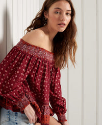 Ameera Off The Shoulder Top - Red - Superdry Singapore