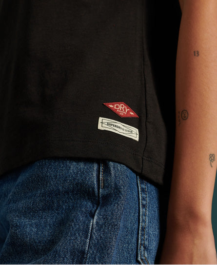 Crafted Folk Embroidered T-Shirt-Black - Superdry Singapore