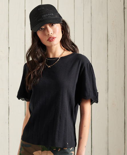 Embroidered Sleeve T-Shirt - Black - Superdry Singapore