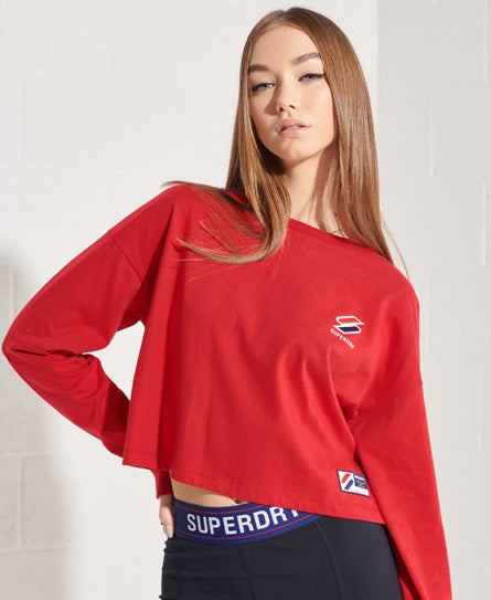 Sportstyle Essential Crop Top - Red - Superdry Singapore