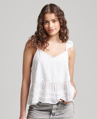 Vintage Broderie Cami Top-White - Superdry Singapore