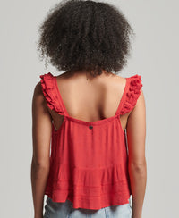 Vintage Broderie Cami Top-Red - Superdry Singapore
