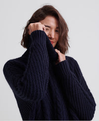Tori Cable Cape Knit Jumper - Navy - Superdry Singapore