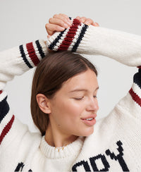 Superdry Intarsia Slouch Knit - Cream - Superdry Singapore