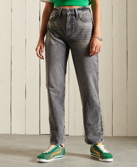 High Rise Straight Jeans - Grey - Superdry Singapore