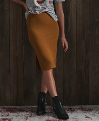 Ottoman Pencil Skirt - Brown - Superdry Singapore