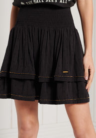 Ameera Mini Smocked Skirt - Black - Superdry Singapore