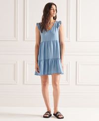 Tinsley Tiered Dress - Mid Wash Blue - Superdry Singapore