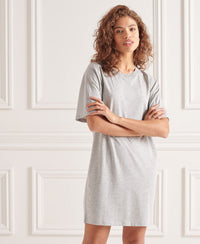 Cotton Modal T-shirt Dress - Light Grey - Superdry Singapore