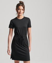 Ecovero Drawstring T-Shirt Dress - Black - Superdry Singapore