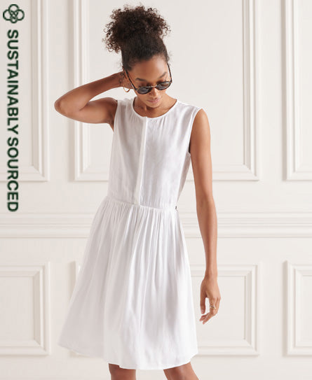 Textured Day Dress - White - Superdry Singapore