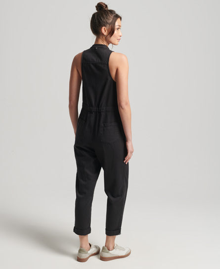 Tencel Sleeveless Jumpsuit - Black - Superdry Singapore
