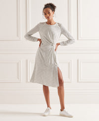 Long Sleeve Ecovero Twist Dress - White - Superdry Singapore