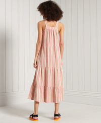 Sleeveless Embroidered Dress - Pink Stripe - Superdry Singapore