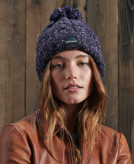 Gracie Cable Beanie - Navy - Superdry Singapore