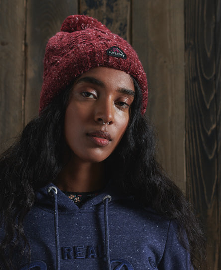 Gracie Cable Beanie - Red - Superdry Singapore