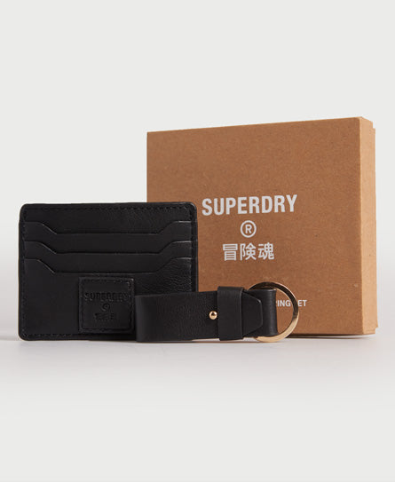 Card Holder & Key Ring Set-Black - Superdry Singapore
