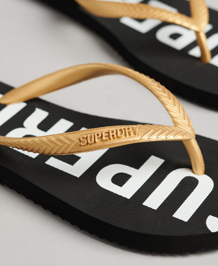 Women Code Essential Flip Flop-Black/Metallic Gold - Superdry Singapore