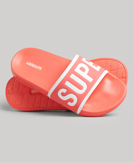 Women Code Core Pool Slide-Hyper Fire Coral/Optic - Superdry Singapore