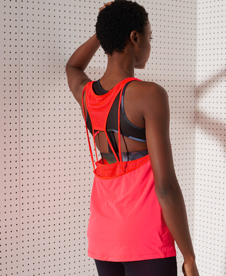 Training Strappy Tank Top - Neon Red - Superdry Singapore