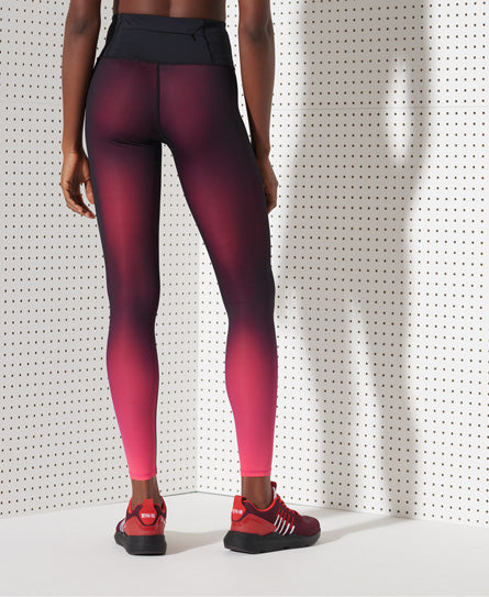 Training Small Logo Leggings - Red Ombre - Superdry Singapore
