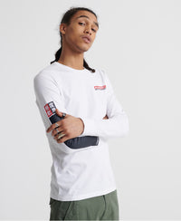 Trophy Graphic Long Sleeve Tee - White - Superdry Singapore