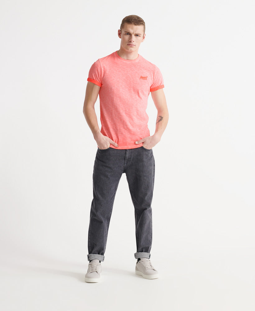 Organic Cotton Low Roller T-Shirt - Hyper Fire Coral - Superdry Singapore