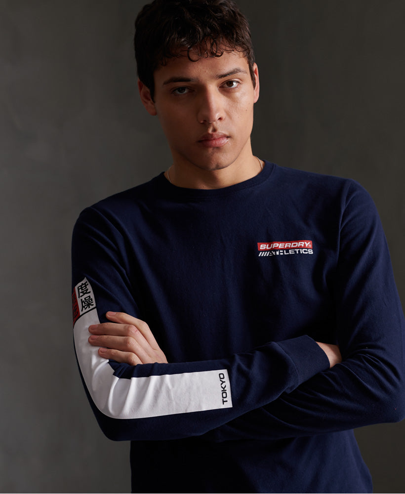 Trophy Graphic Long Sleeve Tee - Navy - Superdry Singapore