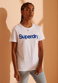 Cl Flock Tee - White - Superdry Singapore
