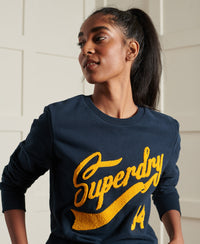Limited Edition College Chenille Crew Sweatshirt - Dark Blue - Superdry Singapore