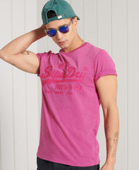 Vintage Logo Embroidered Standard Weight T-Shirt - Pink - Superdry Singapore