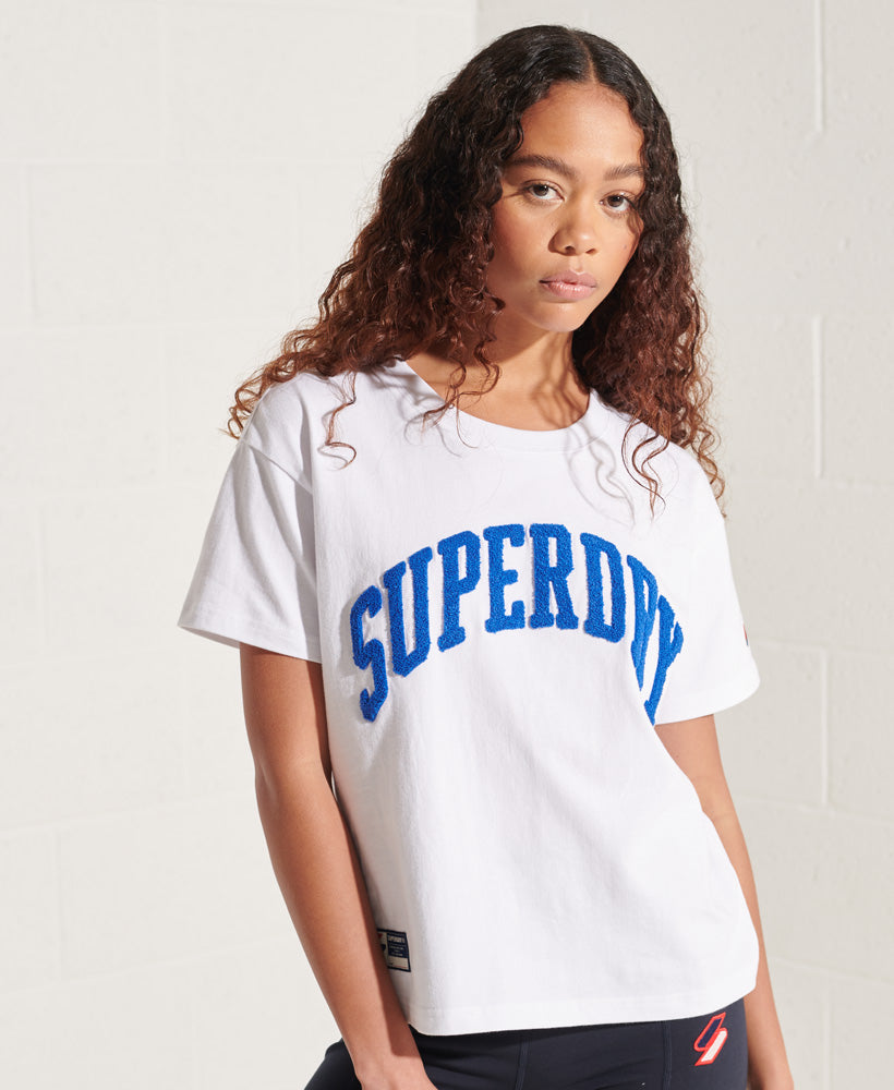 Varsity Arch Boxy T-Shirt - White - Superdry Singapore