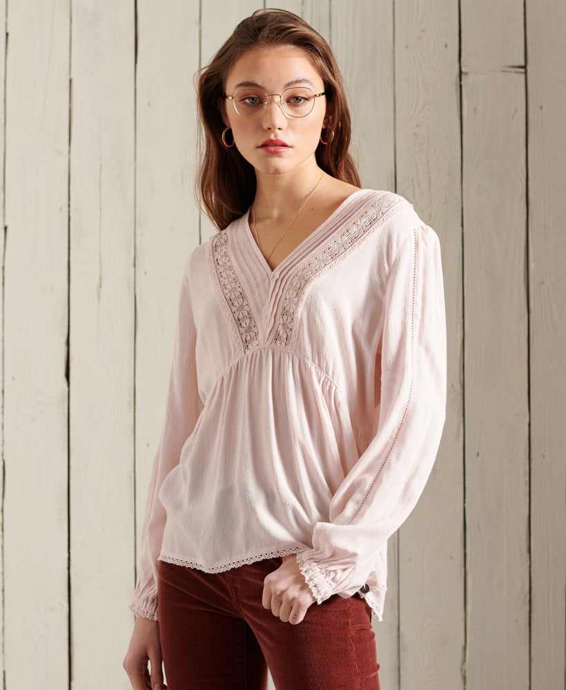 Jenny Lace Top - Pink - Superdry Singapore
