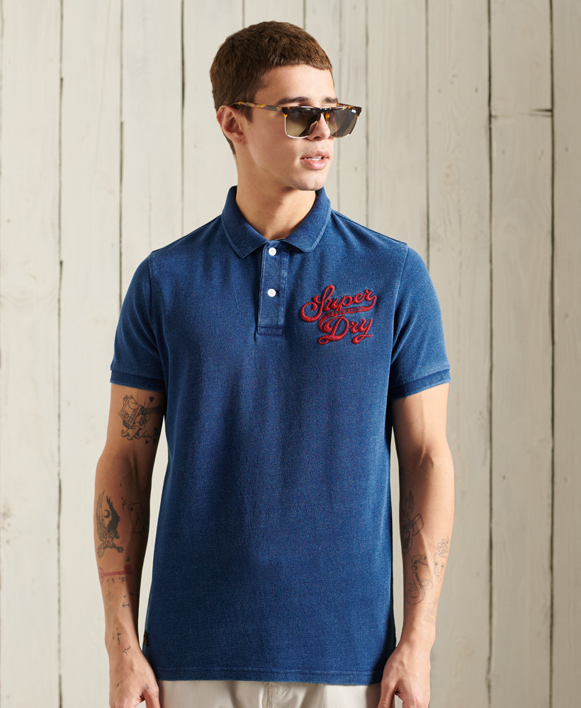 Organic Cotton Short Sleeve Superstate Polo Shirt - Navy - Superdry Singapore