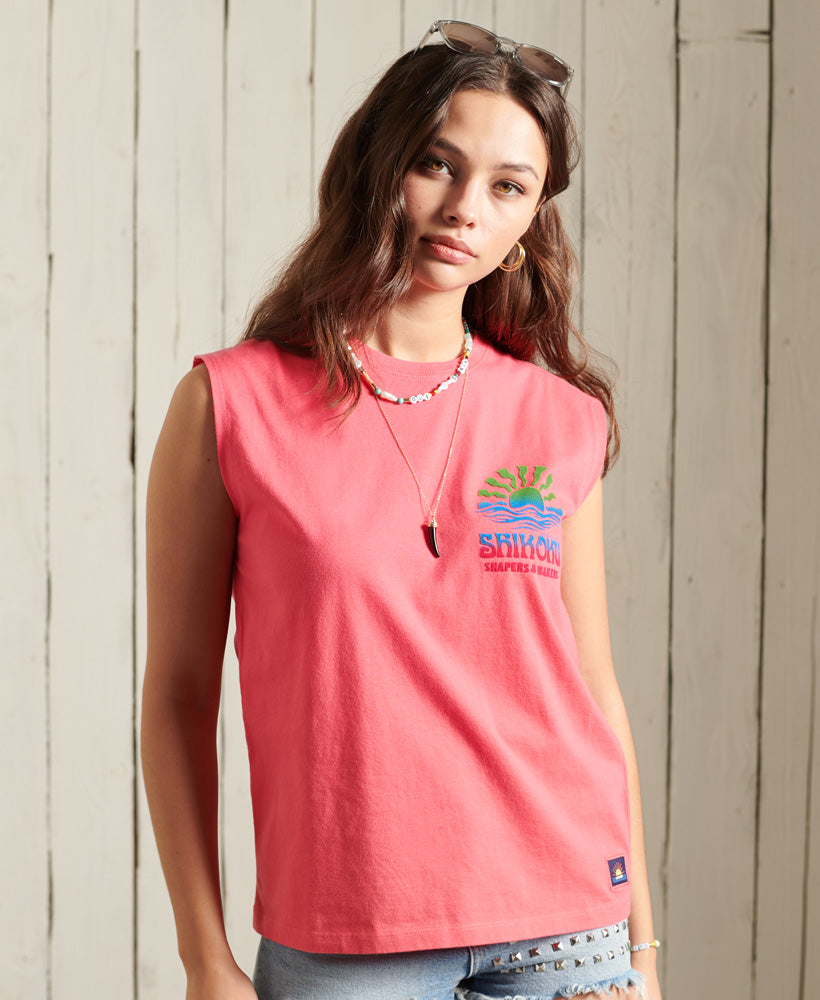 Cali Surf Graphic Tank Top - Pink - Superdry Singapore