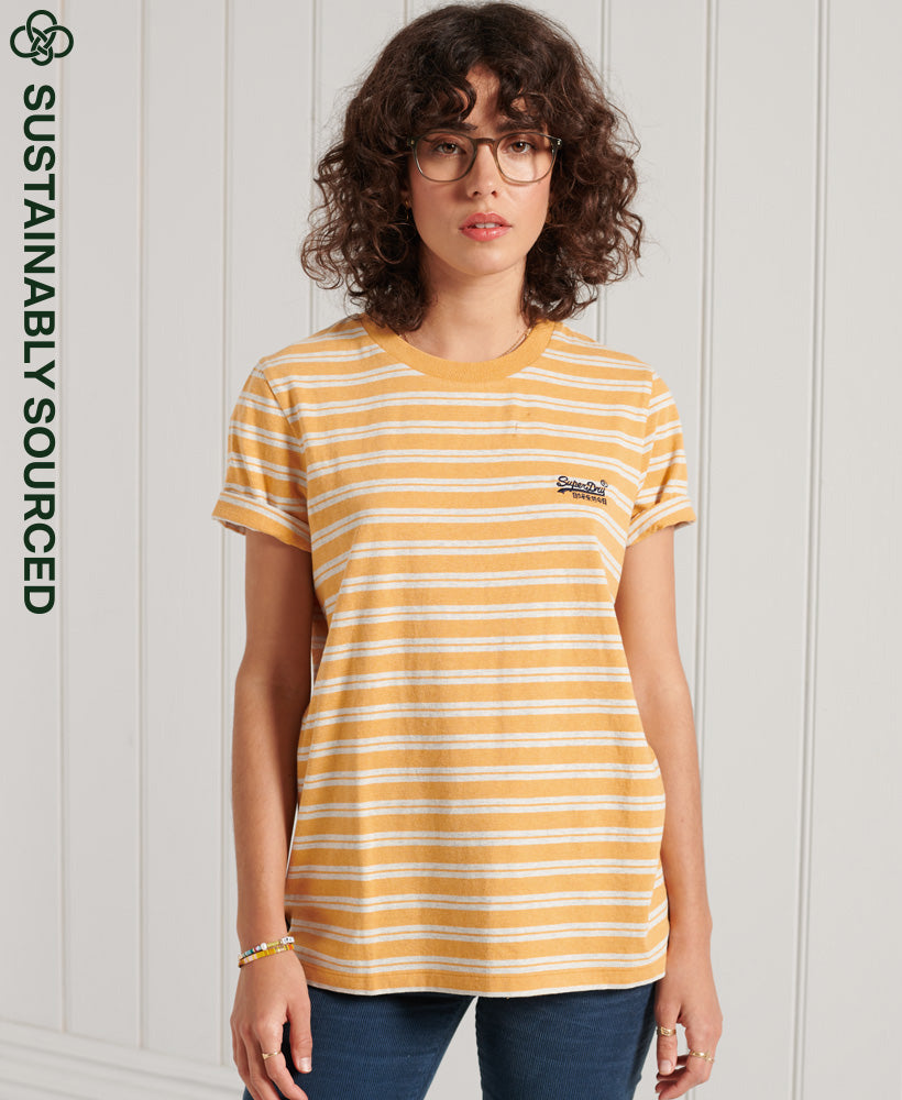 Organic Cotton Stripe T-Shirt - Yellow - Superdry Singapore