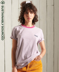 Organic Cotton Stripe T-Shirt - Grey - Superdry Singapore
