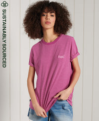 Organic Cotton Stripe T-Shirt - Pink - Superdry Singapore