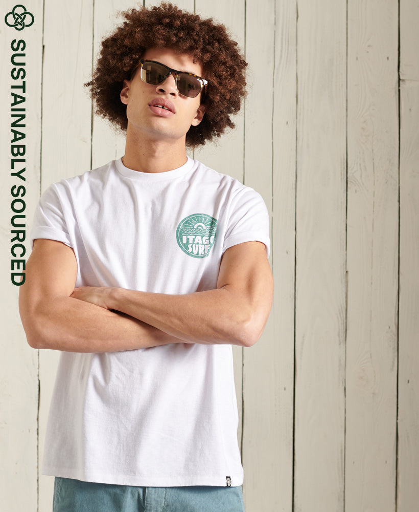 Organic Cotton La Beach Surf T-Shirt - White - Superdry Singapore