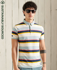 Organic Cotton Cali Stripe Polo Shirt - Blue - Superdry Singapore