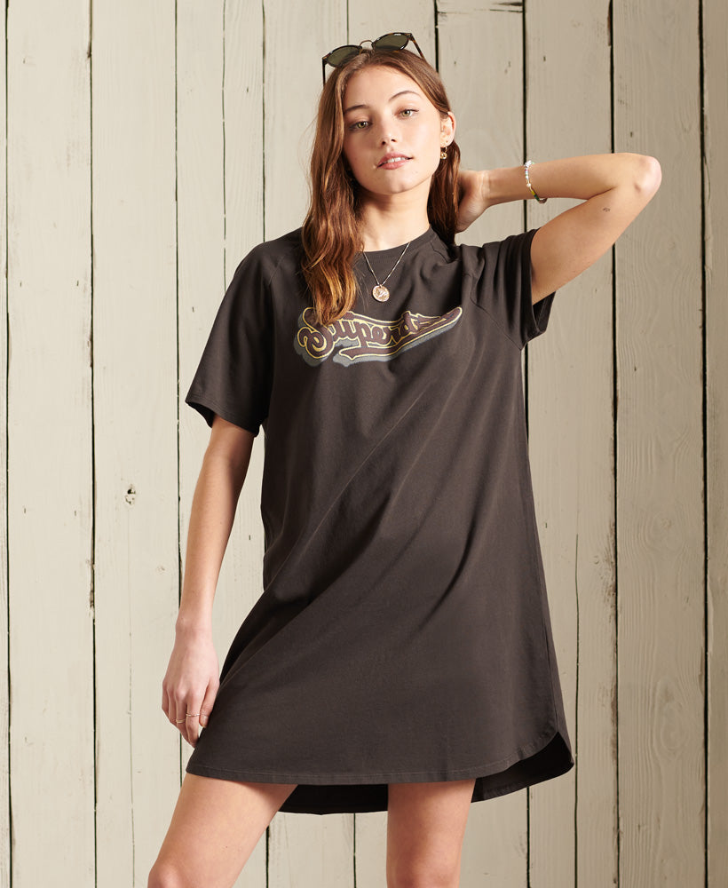 Boho T-Shirt Dress - Black - Superdry Singapore