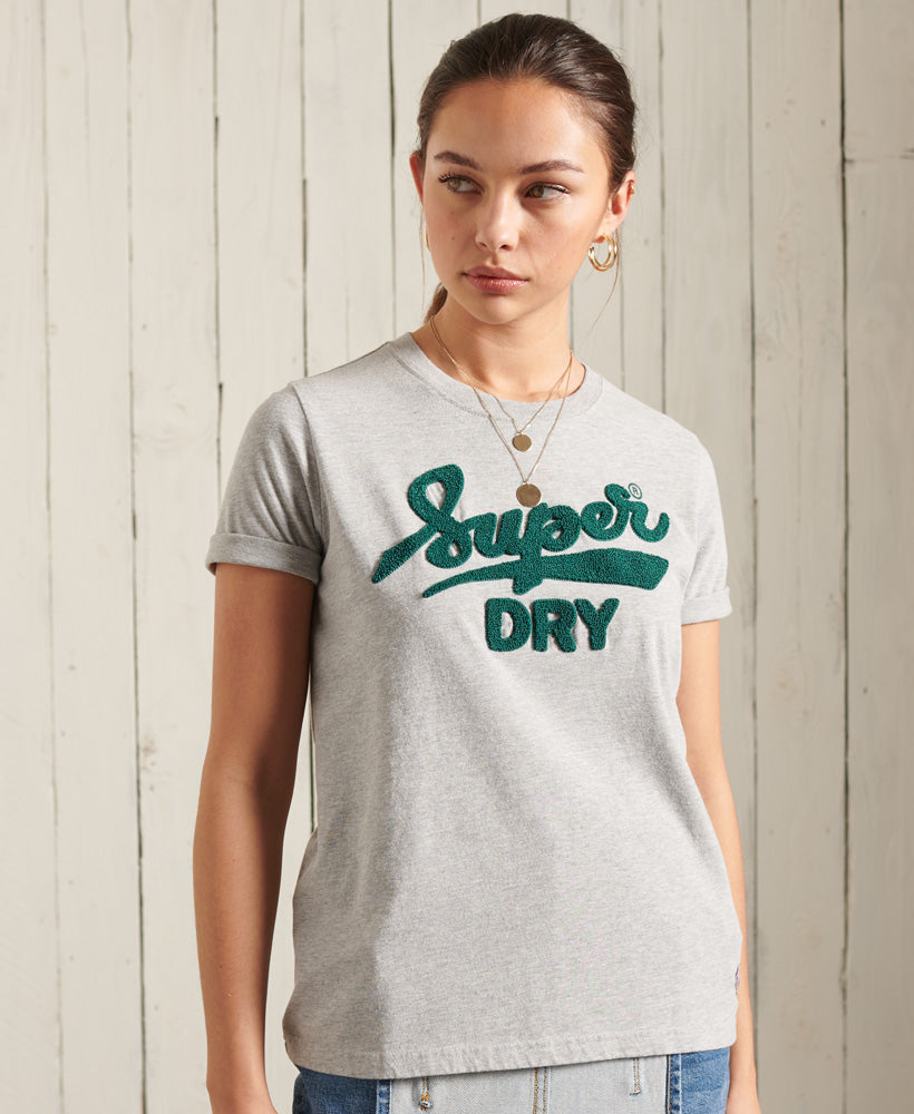 Limited Edition College Chenille T-Shirt - Light Grey - Superdry Singapore
